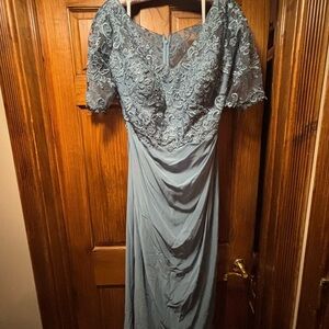 Oleg Cassini Lace Maxi Dress in Blue
